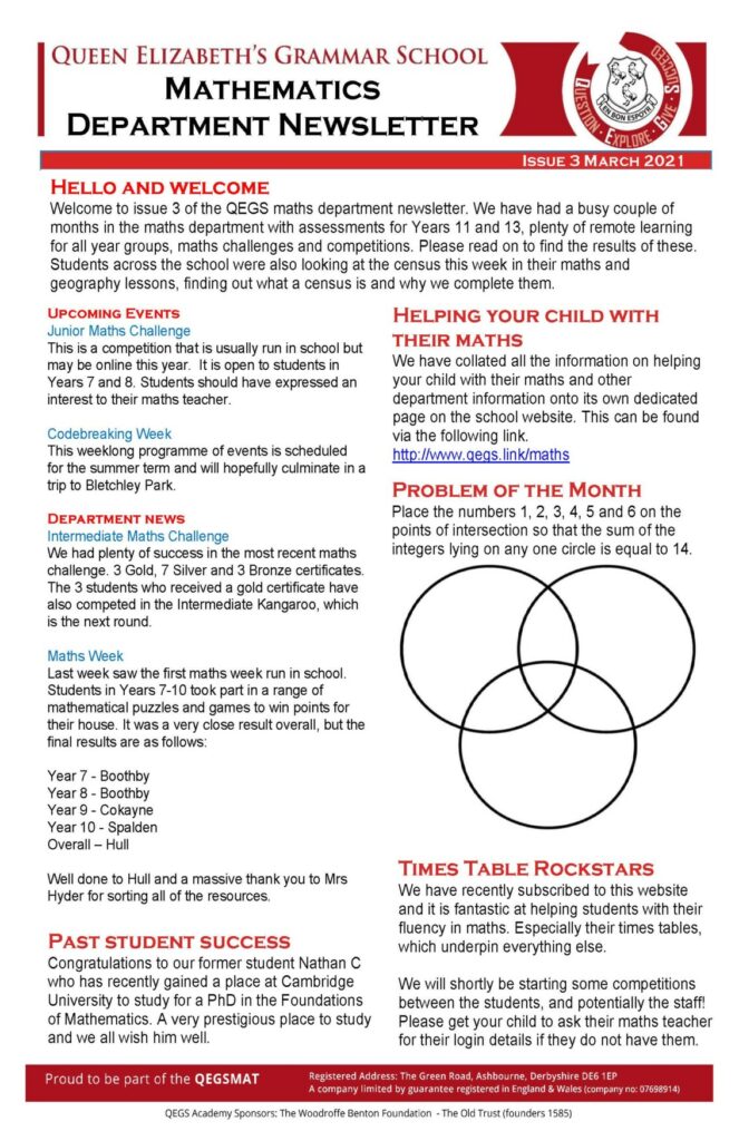 Maths Newsletter - Issue 3