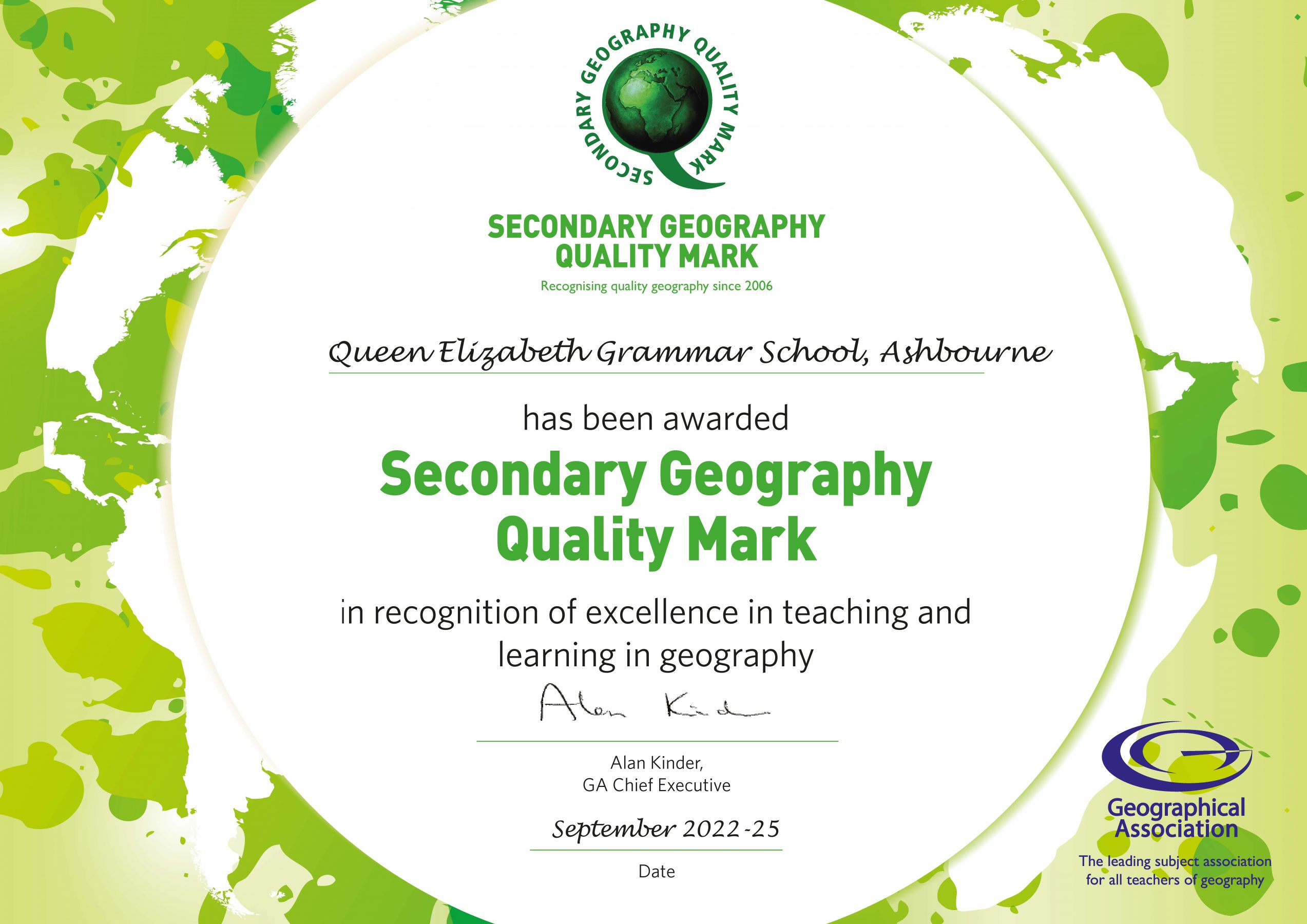 Secondary Geography Quality Mark